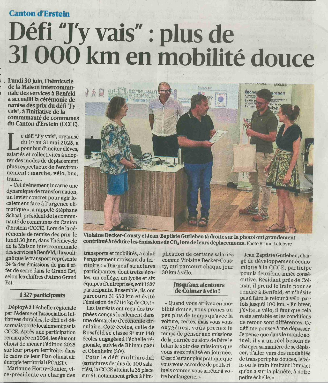 L’Alsace Centrale à l’honneur lors de la remise des prix du Défi "J'y vais !"  2025 