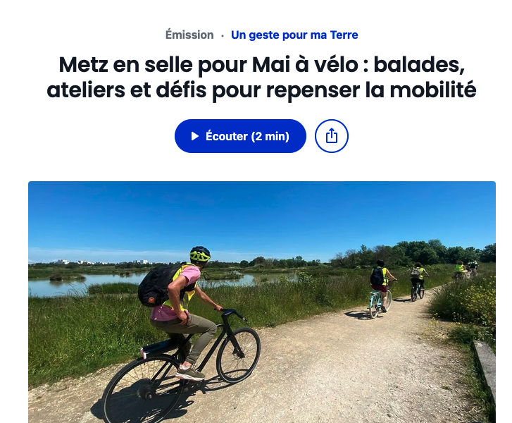 Emission France Bleu  Un geste pour ma Terre. Défi "J'y vais !"  2025