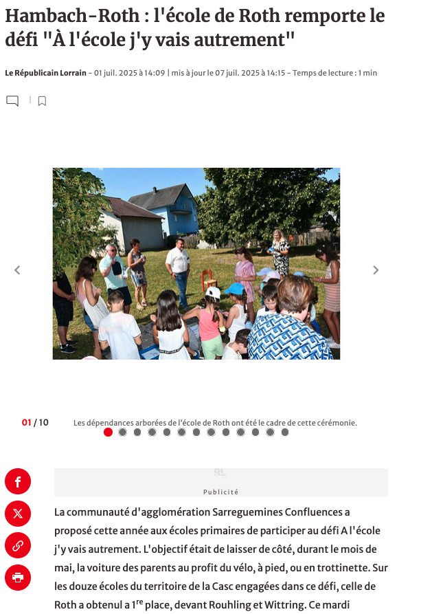 Hambach-Roth : l'école de Roth remporte le défi "À l'école j'y vais autrement" - Défi "J'y vais !"  2025