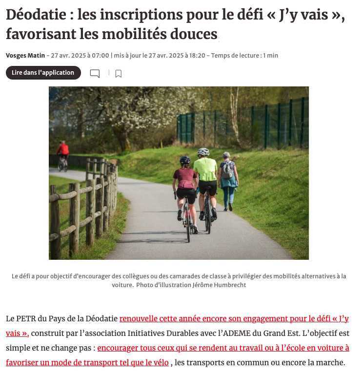 Défi "J'y vais !"  Vosges Matin